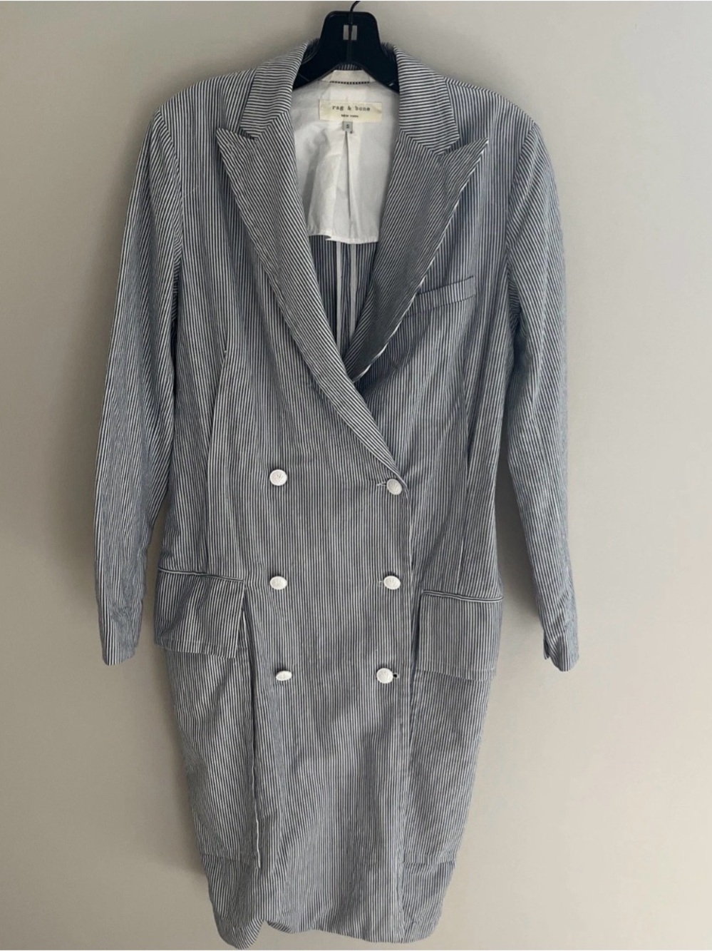 Rag & Bone pinstripes cotton trench